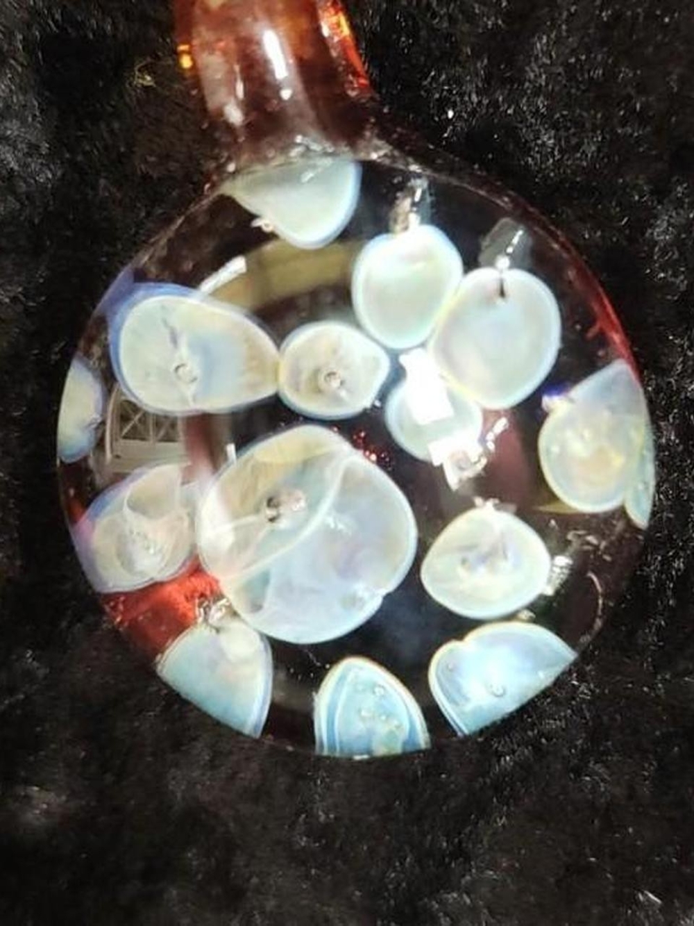 Iridescent Blue Glass Bubble Pendant